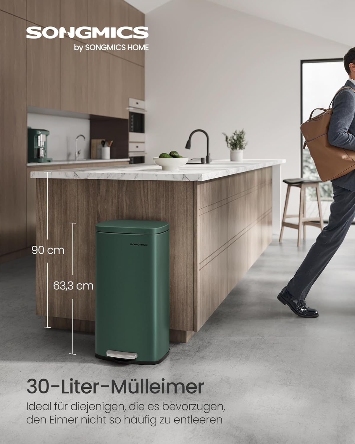 Treteimer mit Softclose-Deckel, Vintagegrün