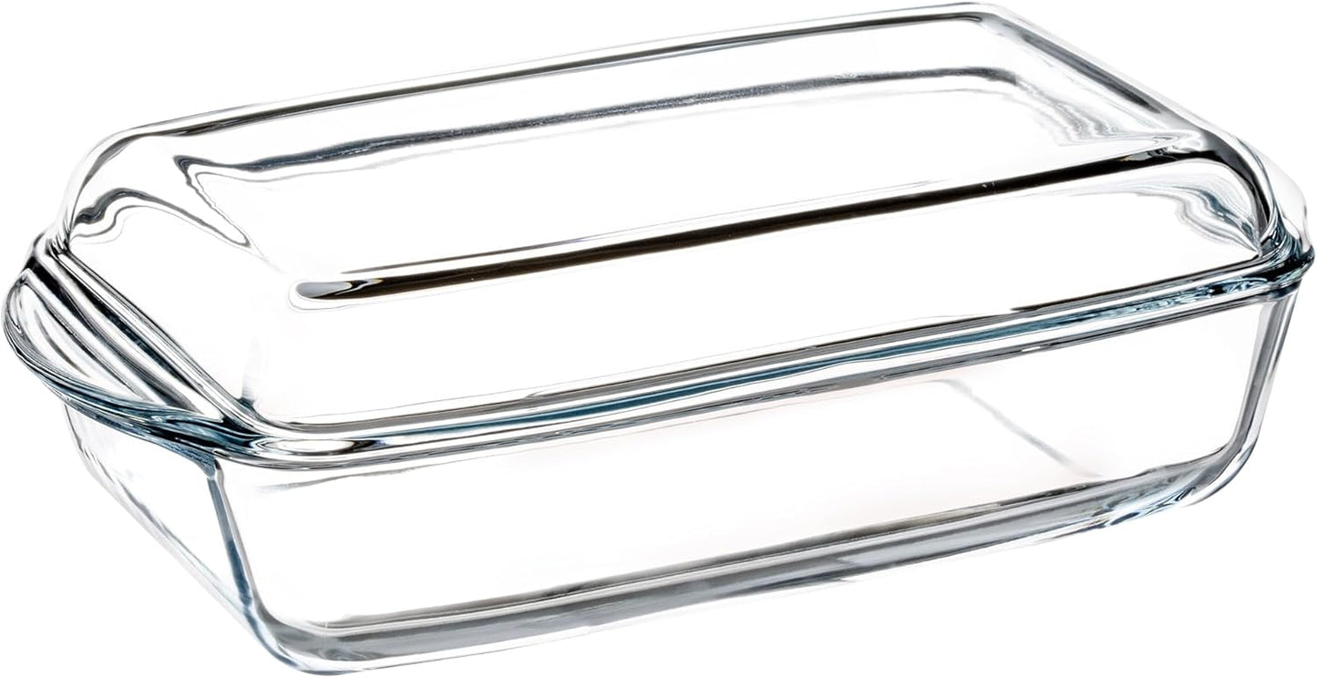Hitzebeständige Glasauflaufform mit Deckel, Rechteckig, 3,95 l