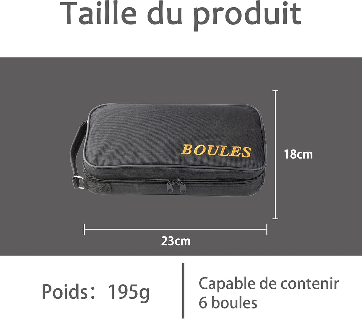 Boules Tasche für 3/6/8 Kugeln (2 Stück), 6 Boules-Schwarz