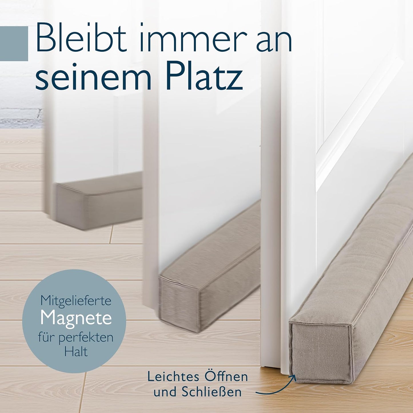 Magnetischer Zugluftstopper für Türen und Fenster, Gris Clair 90 cm