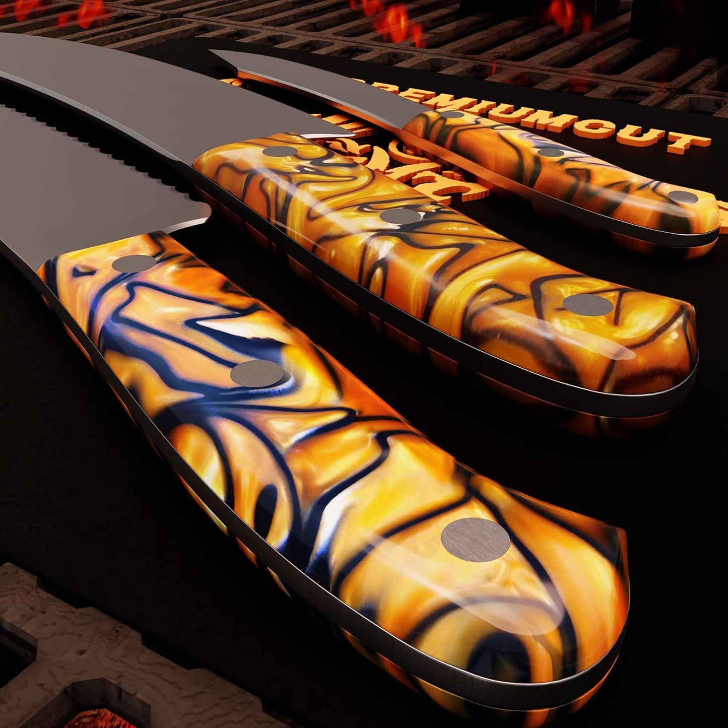 Messer Set, Orange, 3 Teilig