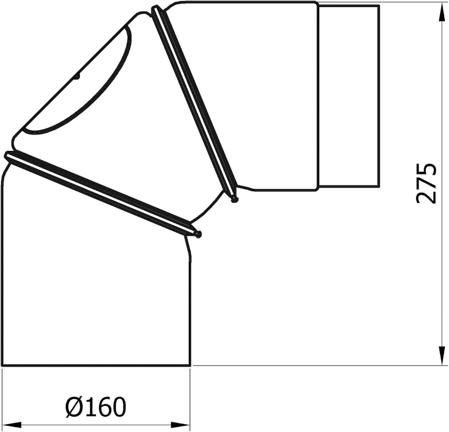 Rauchrohrbogen, 160 Gussgrau