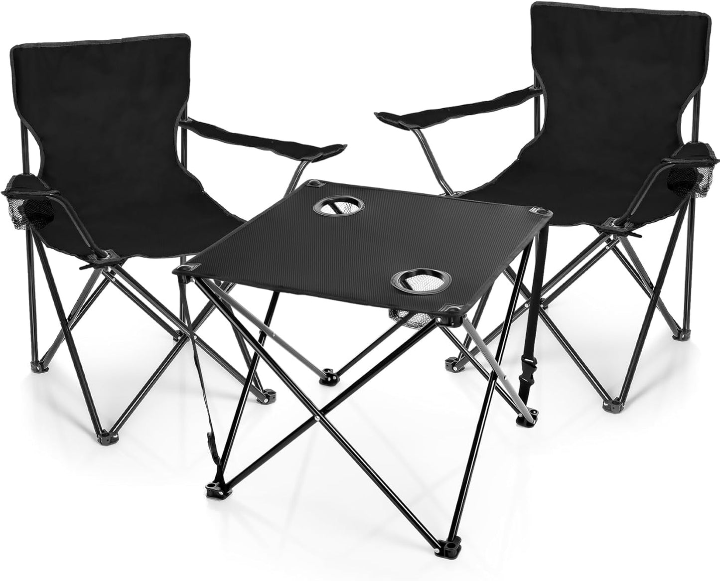 Campingstuhl & Campingtisch-Set, Schwarz