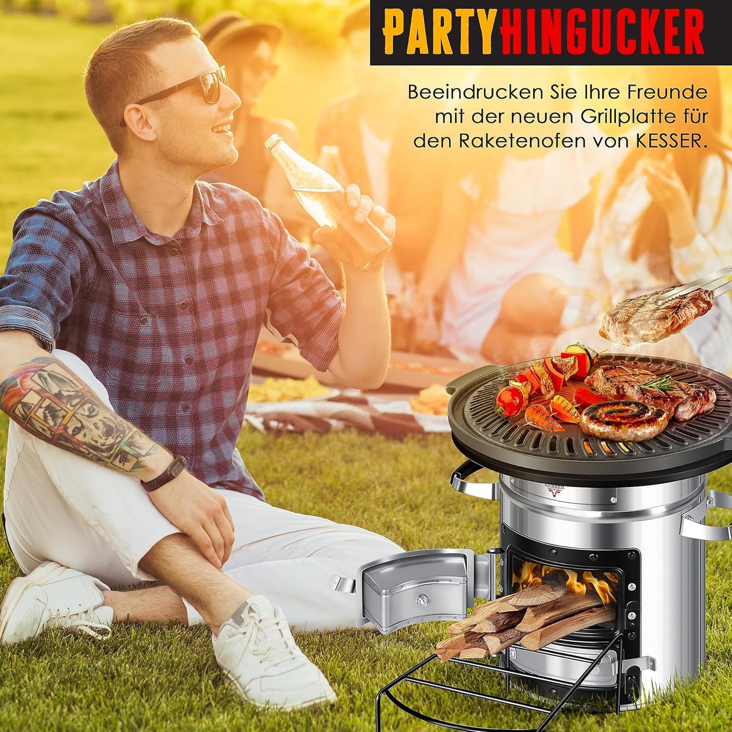 Grillplatte für Camping-Raketenofen, Zubehör Grillplatte