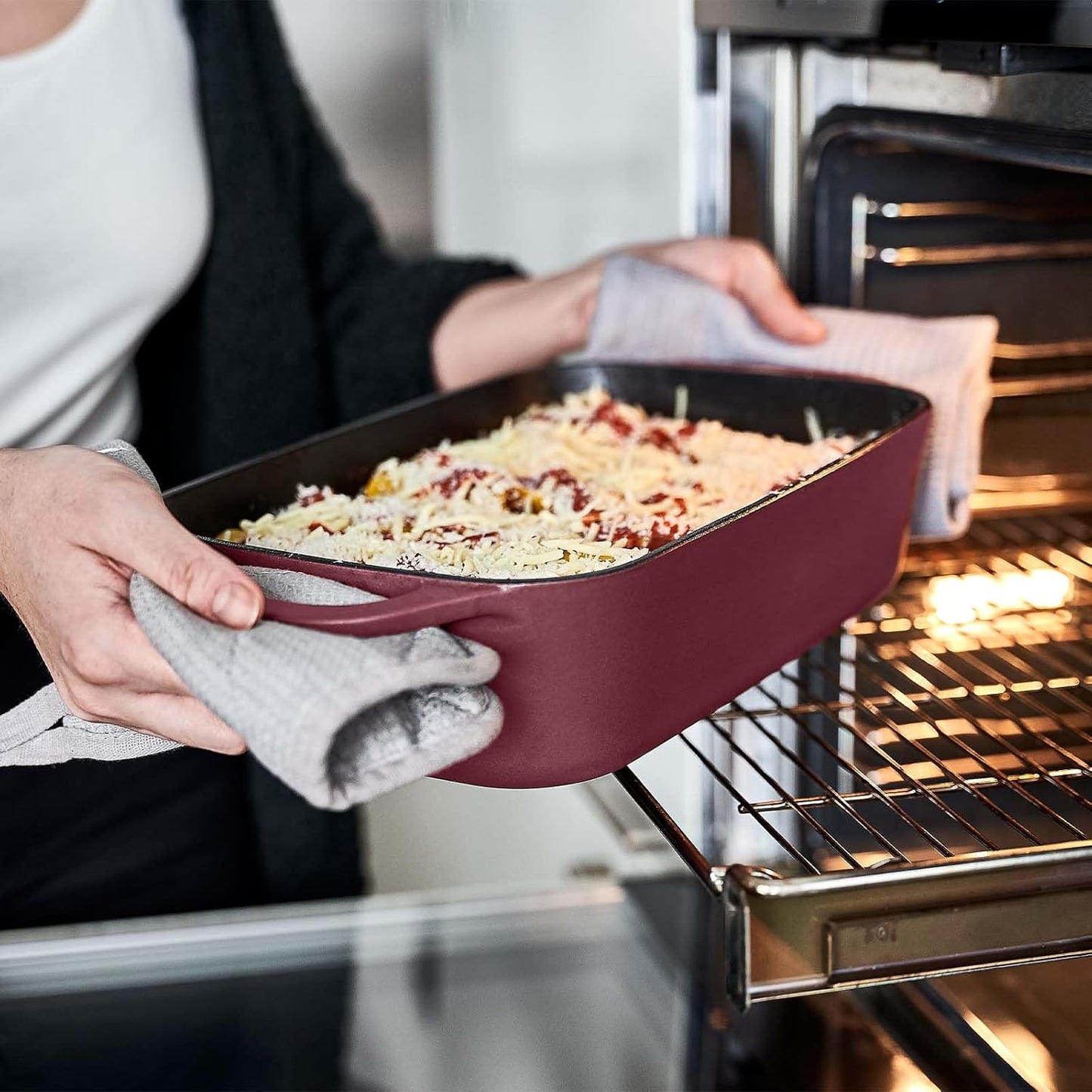 Emaillierte Auflaufform für Ofen & Grill, Guseisen Auflaufform Rot