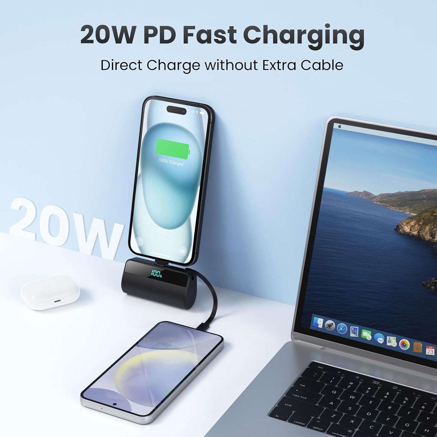 Powerbank mit LED-Display, A-Schwarz