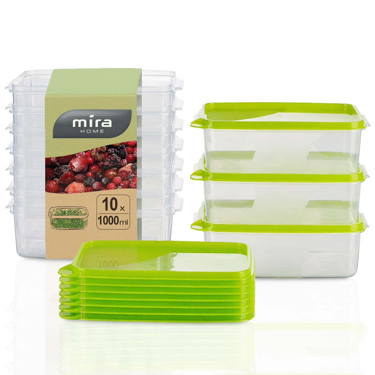 Gefrierdosen-Set, 1l Rechteckig (10 Stk)
