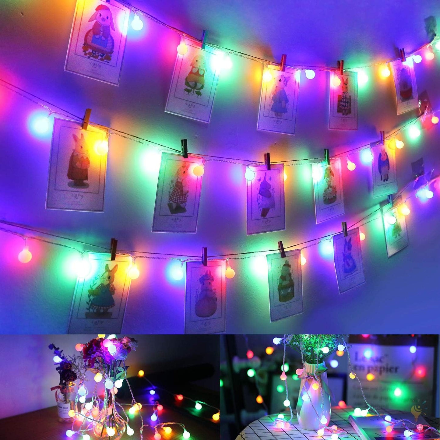 Bunte LED Kugel Lichterkette, Bunt