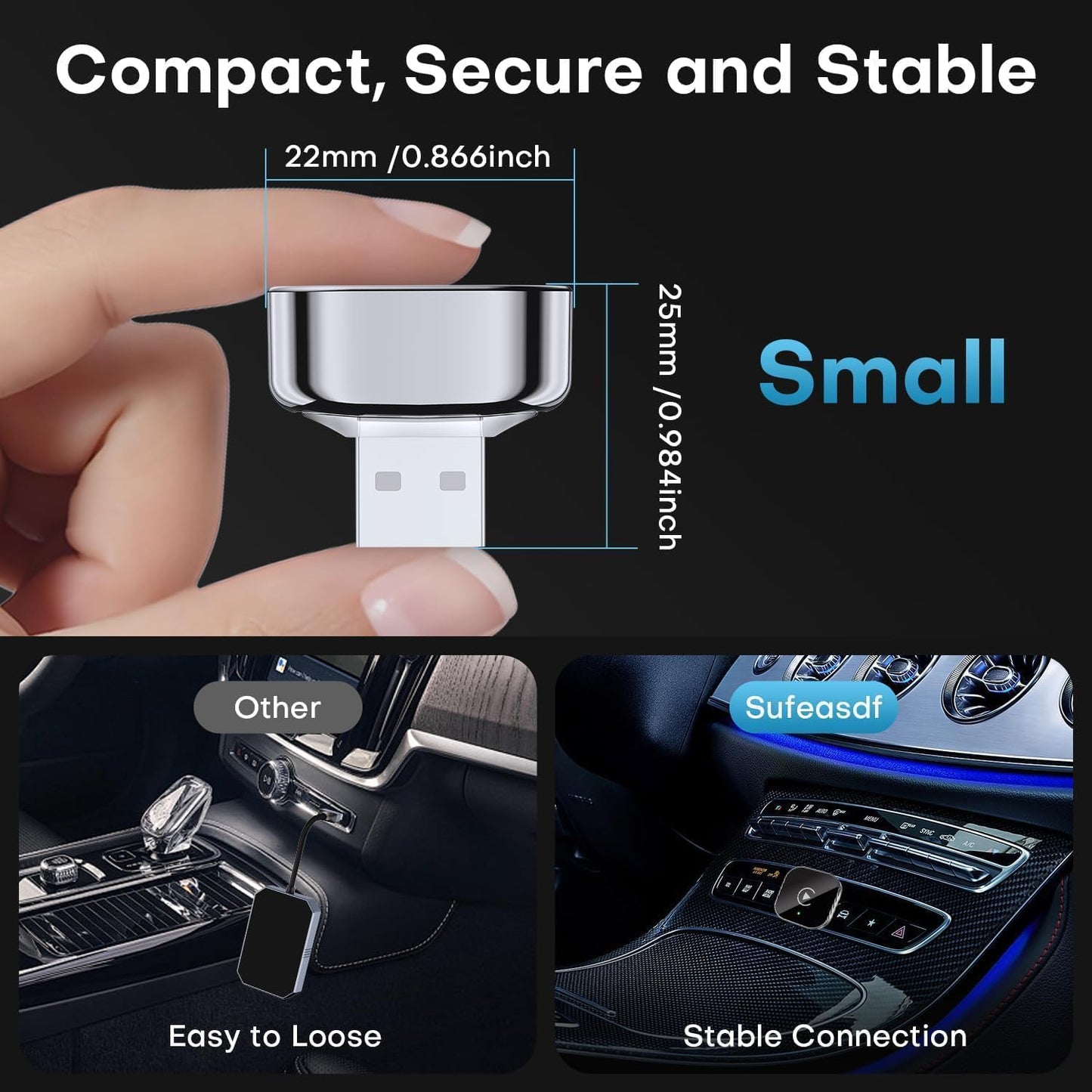 Kabelloser CarPlay & Android Auto Adapter, Schwarz-2in1CP204