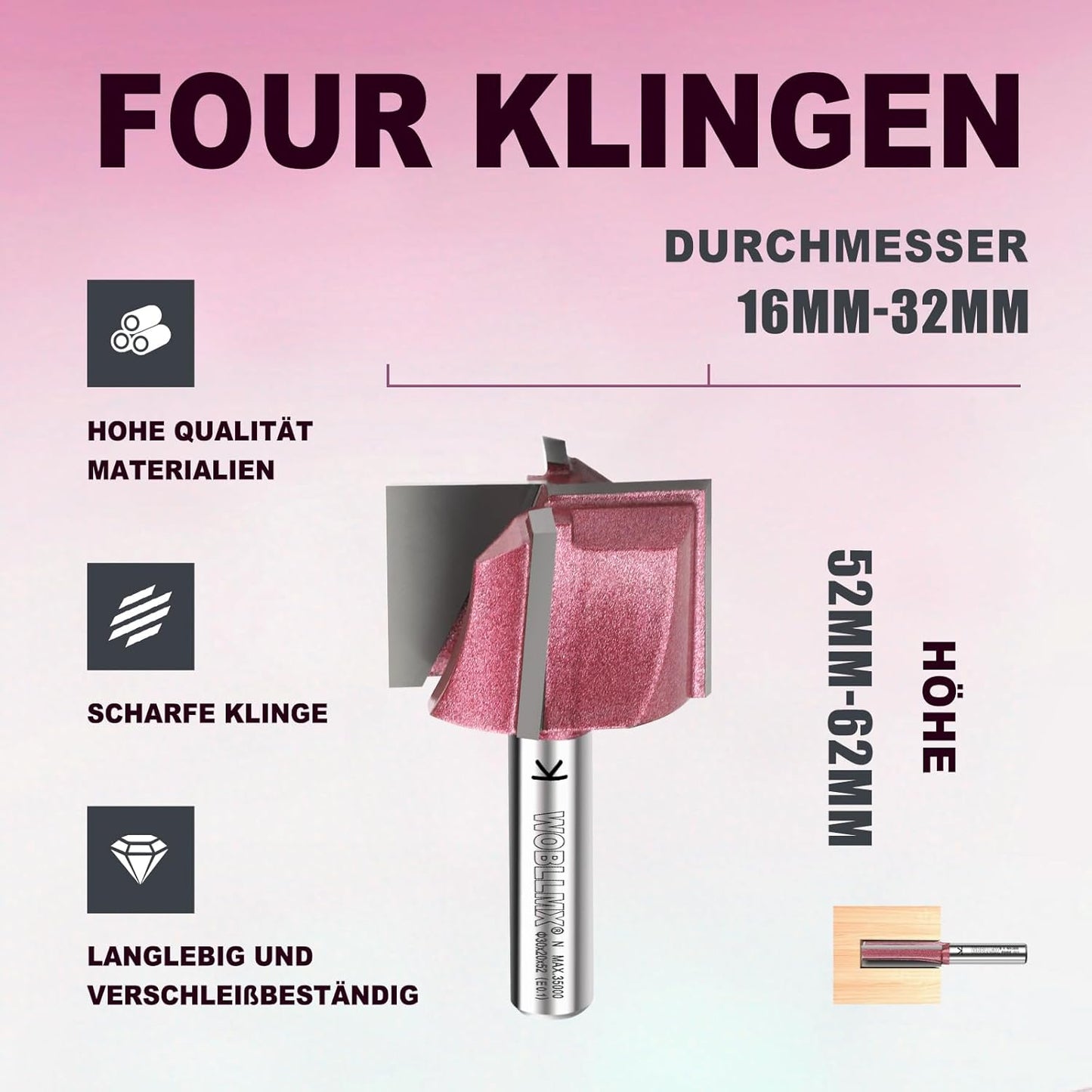 4-Klingen Bodenfräser, Ø:30mm L:20mm(Bodenreinigung Fräser)