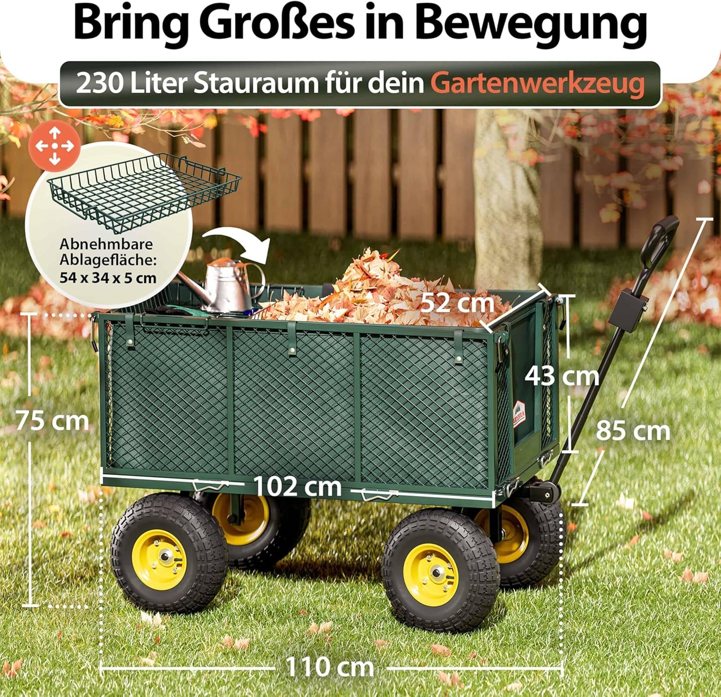 Klappbarer Bollerwagen mit 550kg Tragkraft