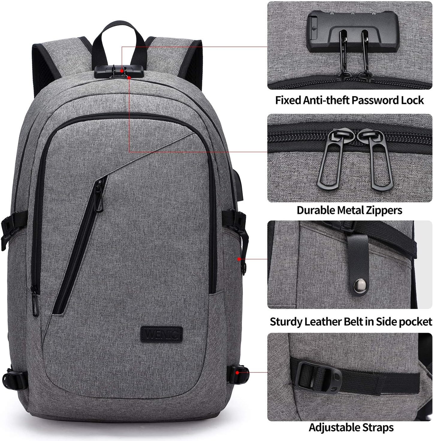 Laptop Rucksack, 17 Zoll Grau-1