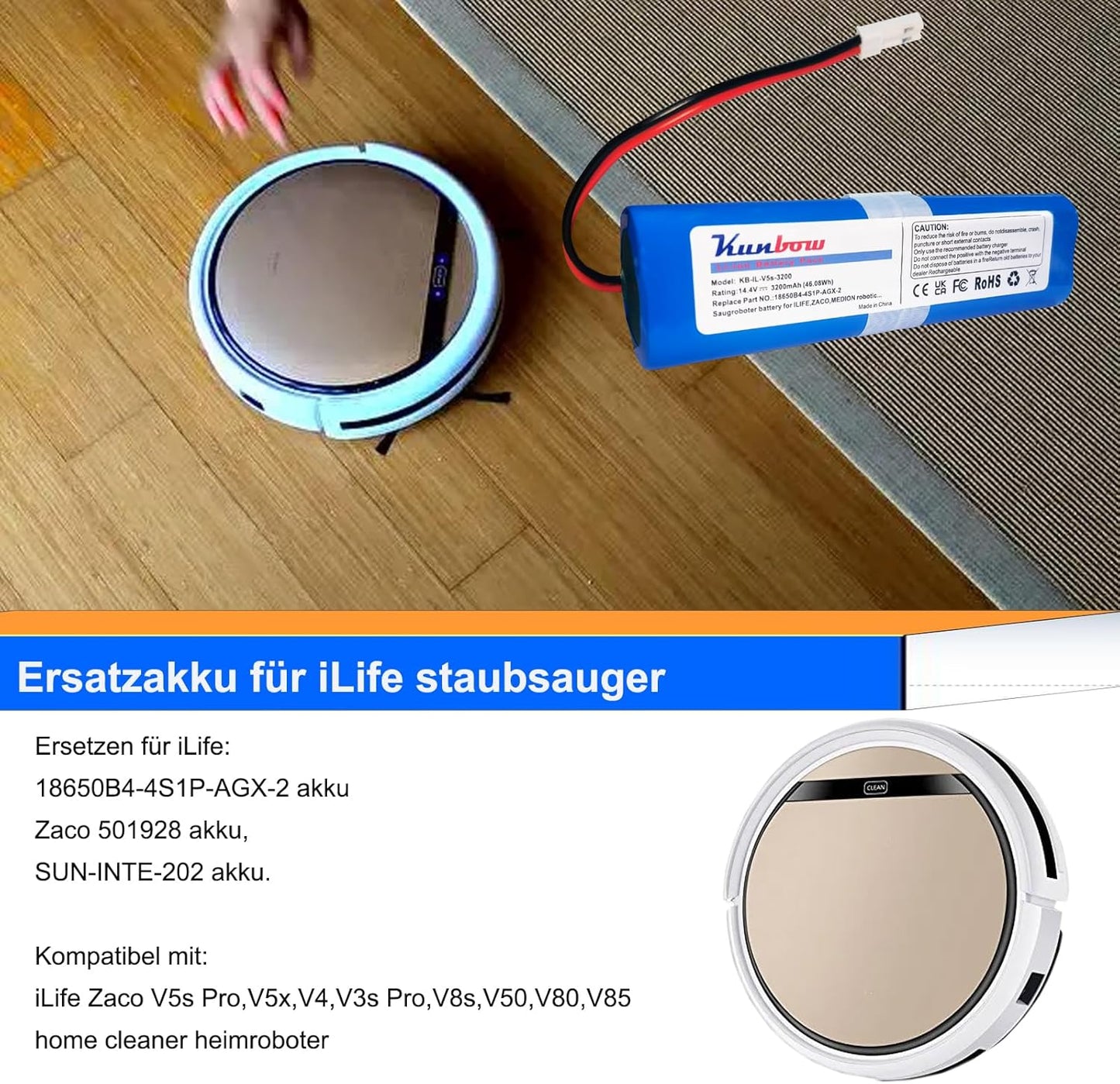 Ersatzakku für iLife Saugroboter