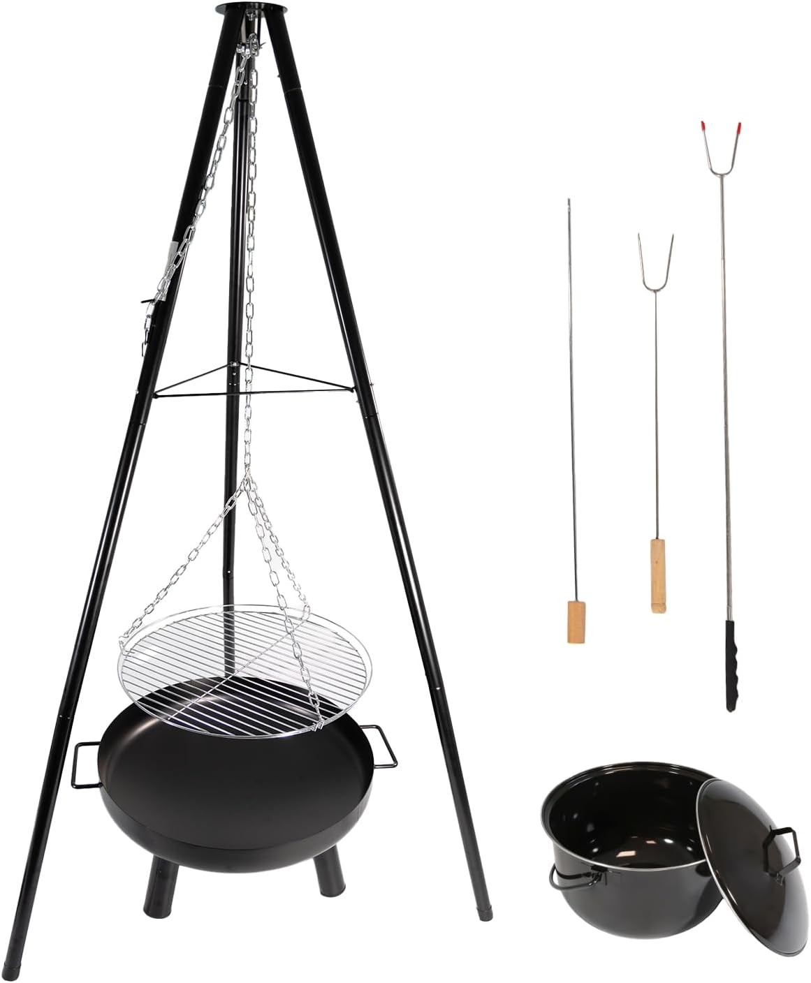 Feuerschale mit Schwenkgrill, Dreibein