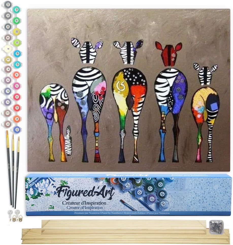 Malen nach Zahlen Set mit Keilrahmen, Zebras von hinten 40x50cm Mit Keilrahmen (nicht gespannt)