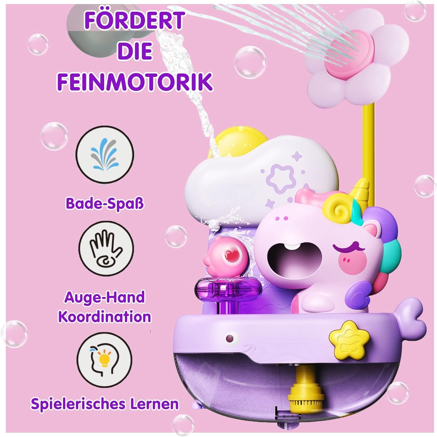 Schaum-Einhorn Badespielzeug mit Seifenblasen