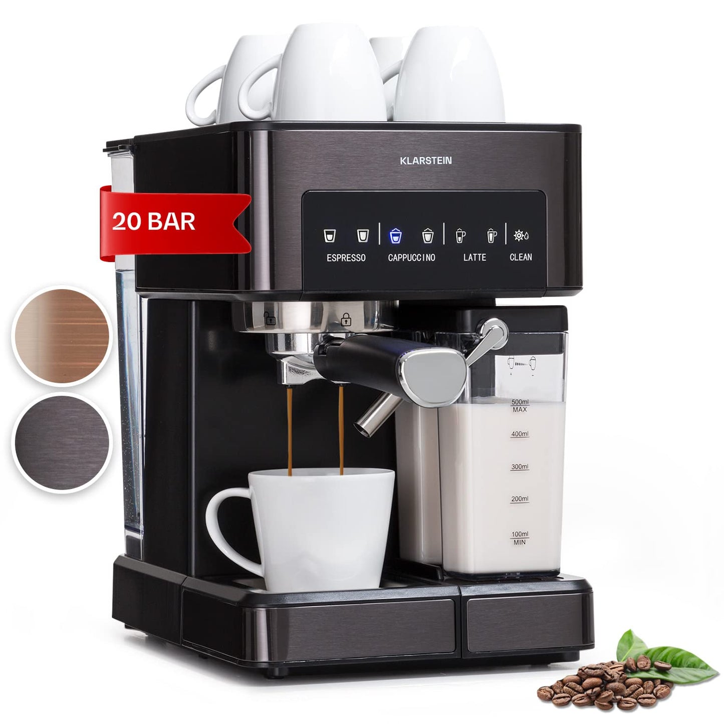 Espresso-Siebträgermaschine, 1.8L Schwarz
