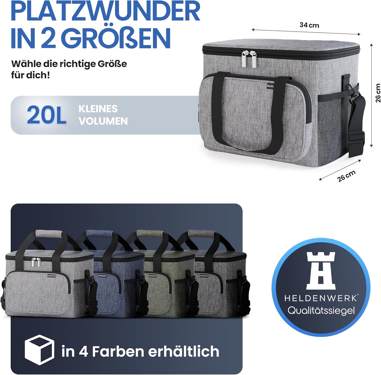 Faltbare isolierte Kühlbox, Hellgrau 20L