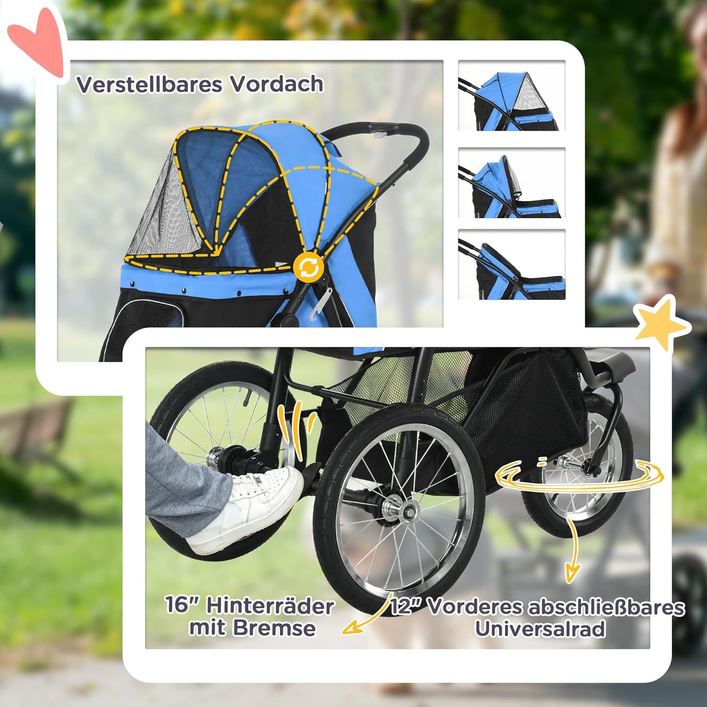 Klappbarer Hundewagen, Blau