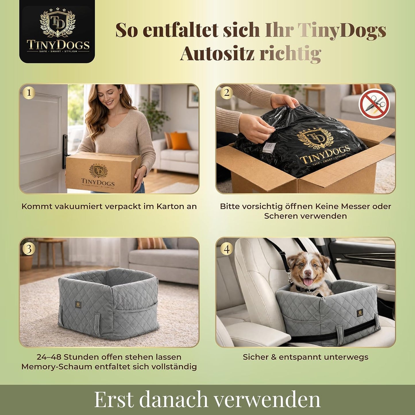 Hundeautositz mit Sicherheitsleine