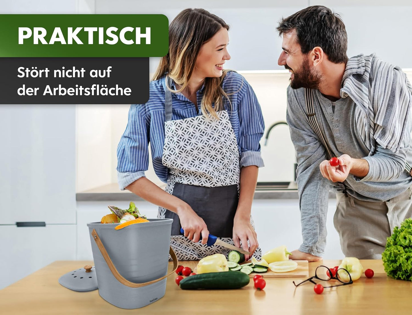 Geruchsdichter Komposteimer, 4L Grau