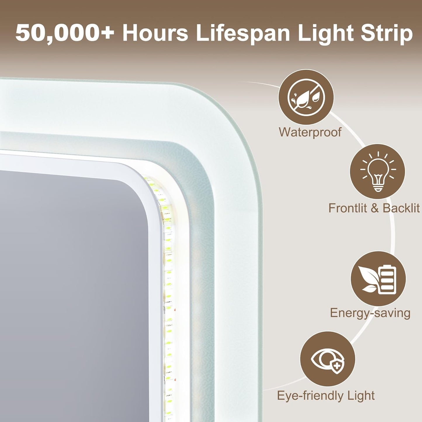 Badezimmerspiegel mit LED-Beleuchtung und Bluetooth, 60 x 80 cm M3017 Madrid Silber (Bluetooth)
