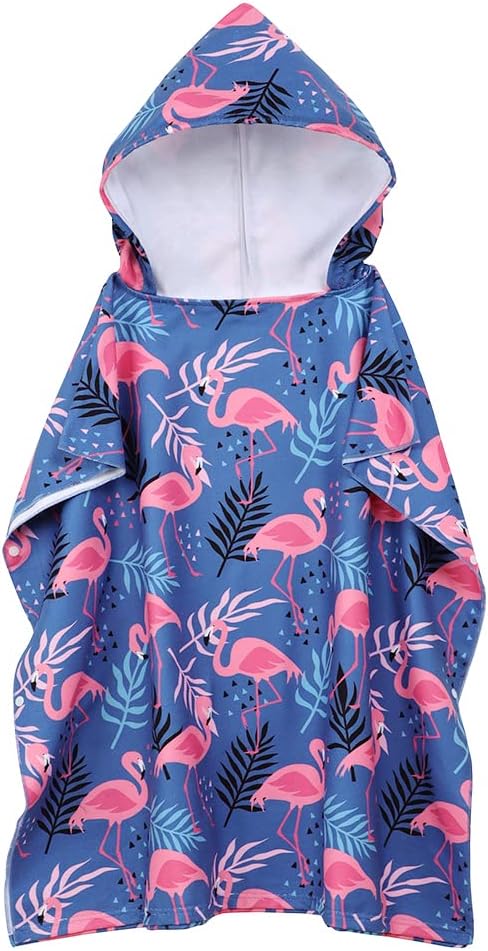 Badetuch-Poncho für Kinder mit Flamingo-Motiv, Blau Einheitsgröße