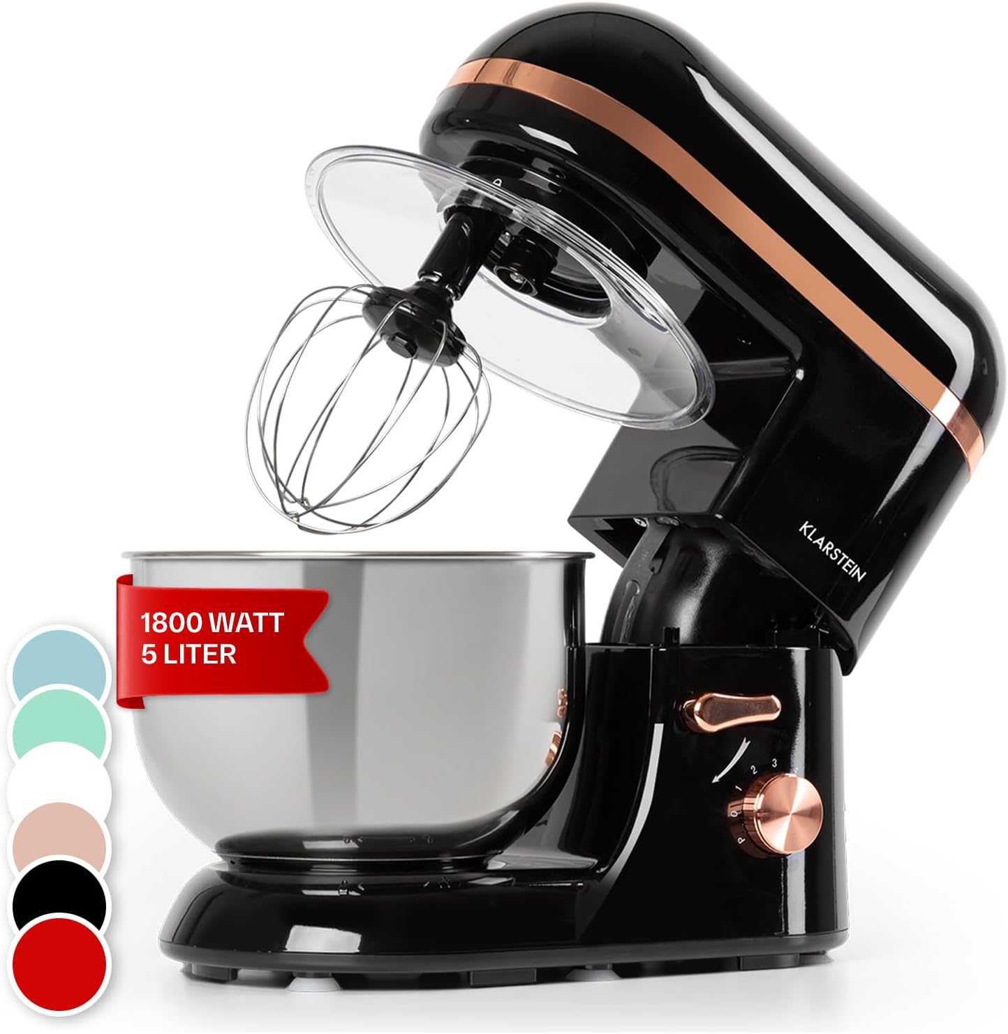 Profi Küchenmaschine mit 5L Schüssel, Knethaken und Schneebesen, Schwarz