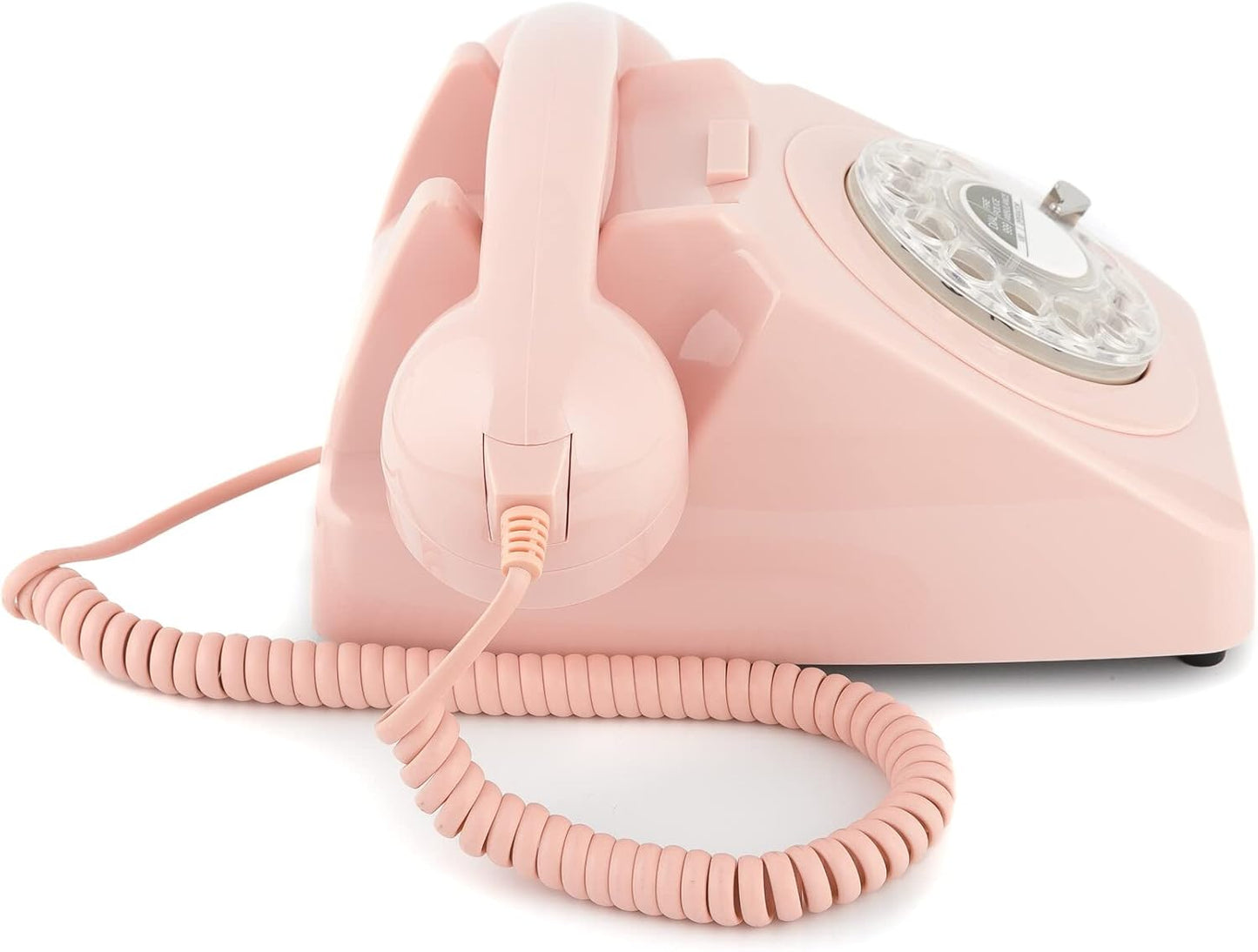 Retro-Telefon mit Wählscheibe im 70er Jahre Design, Pink- Nelke Rosa