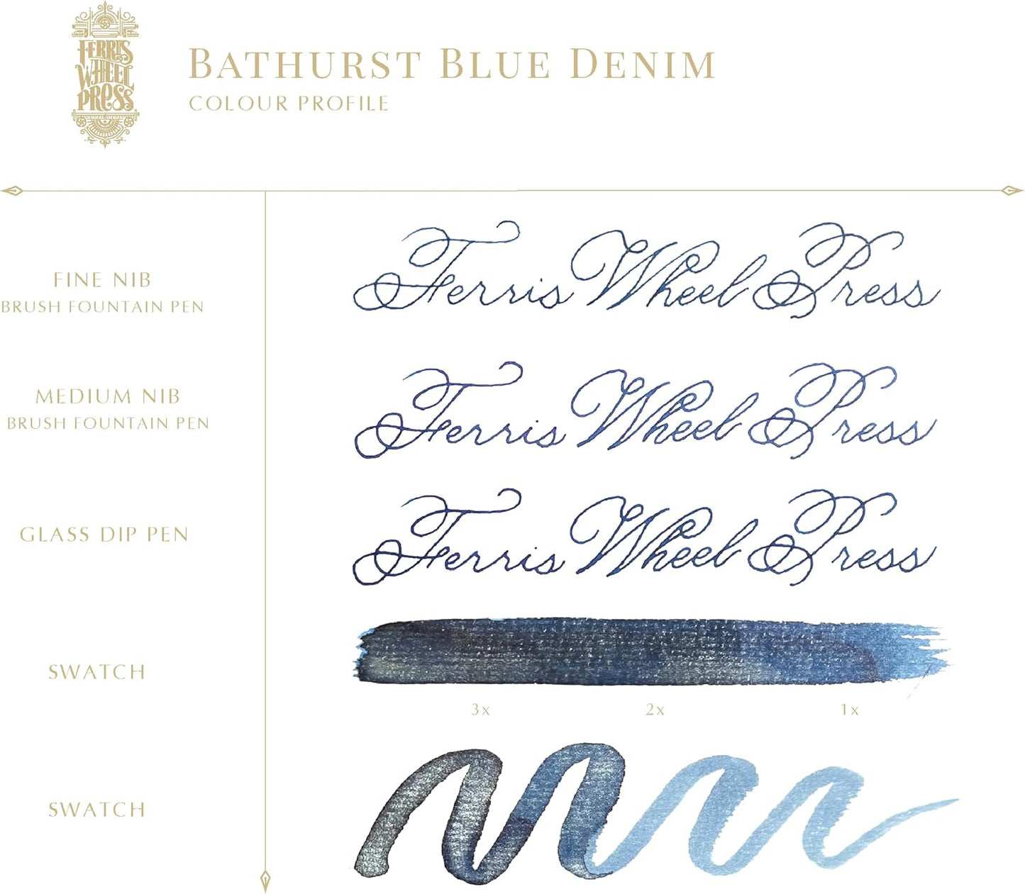 Füllfederhaltertinte mit Silber-Schimmer, Bathurst Blue Denim 38 ml