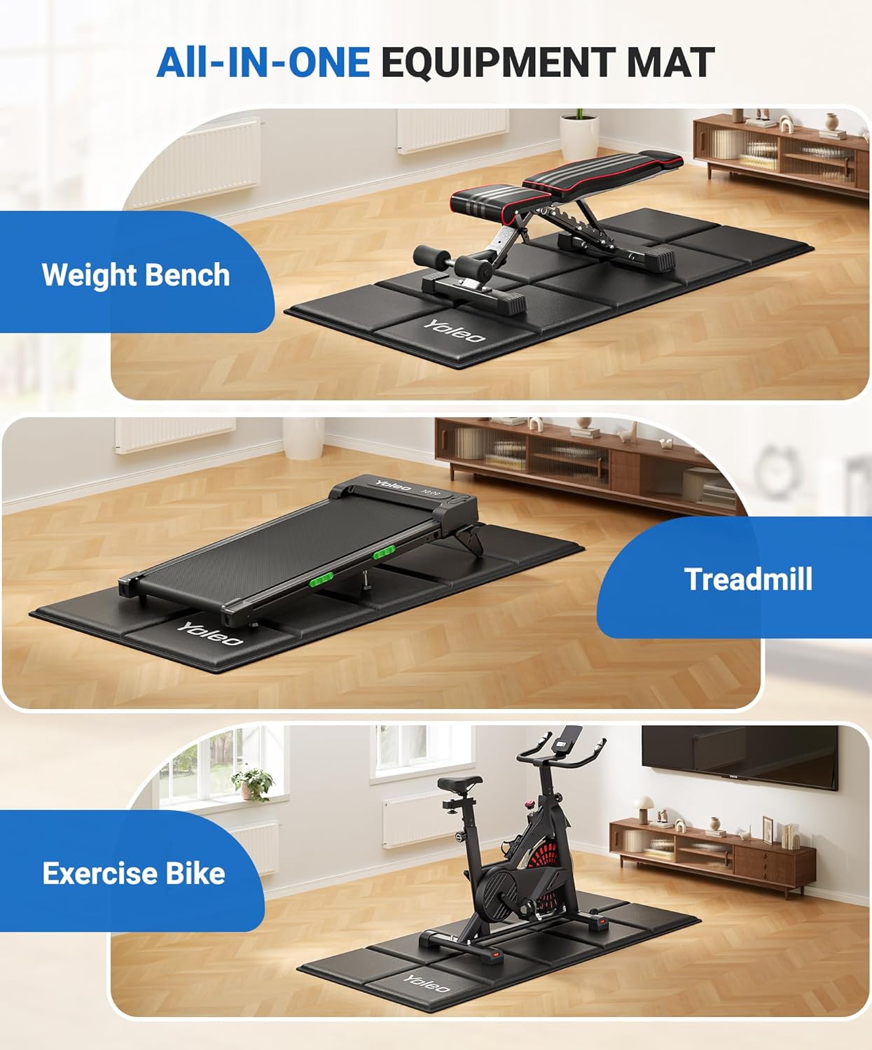 Faltbare Bodenschutzmatte für Fitnessgeräte 160x75 cm, Schwarz