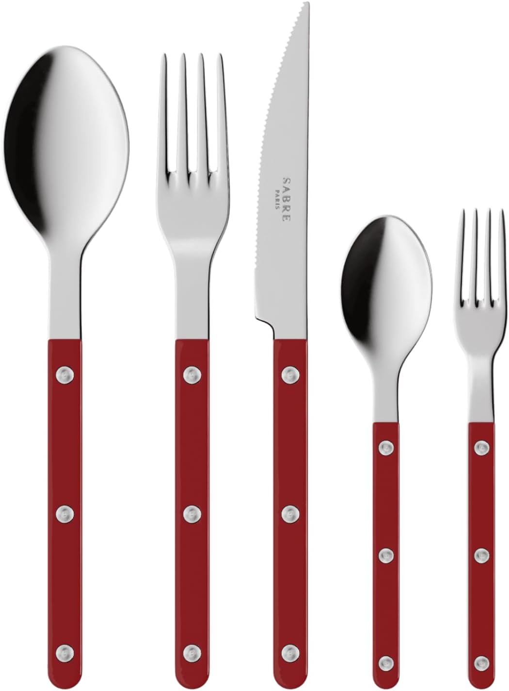 5-teiliges Tafelbesteck-Set, Burgund