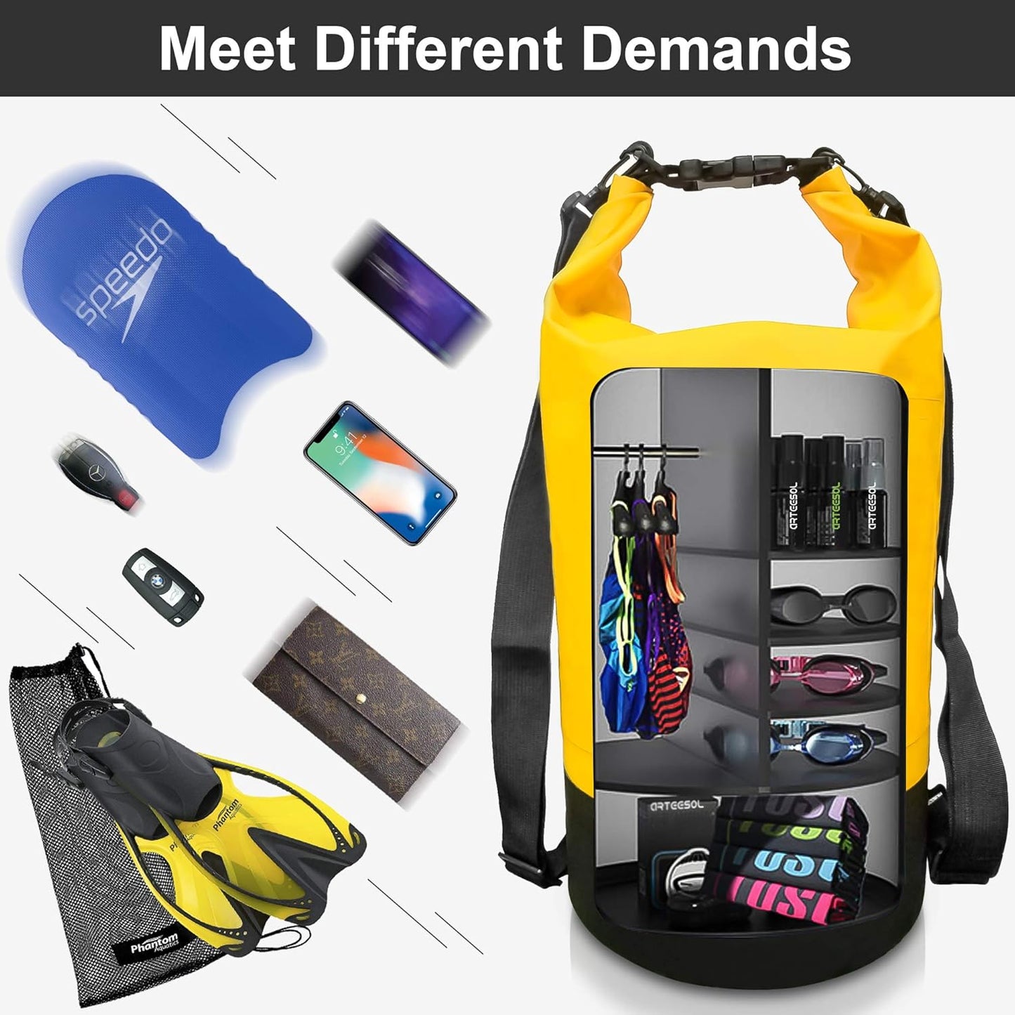 Wasserdichter Dry Bag für Outdoor-Aktivitäten, 30 Liter, 30L Gelb
