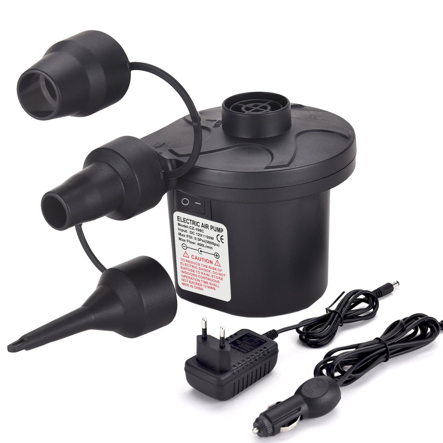 Elektrische 2-in-1 Luftpumpe, Pumpe Haus + Auto