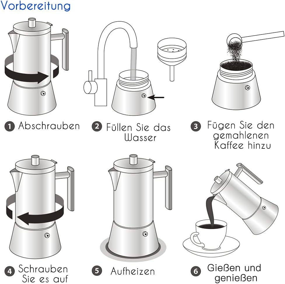 Diego Espressokocher für Herd, 300ml Schwarz