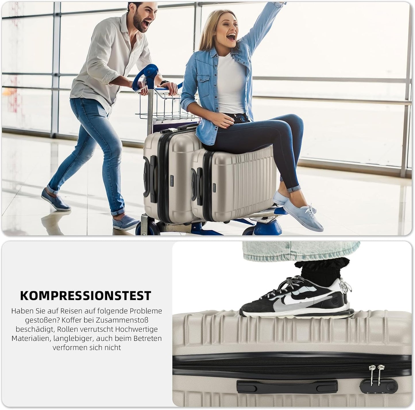 Hartschalen-Reisekoffer, Champagner L