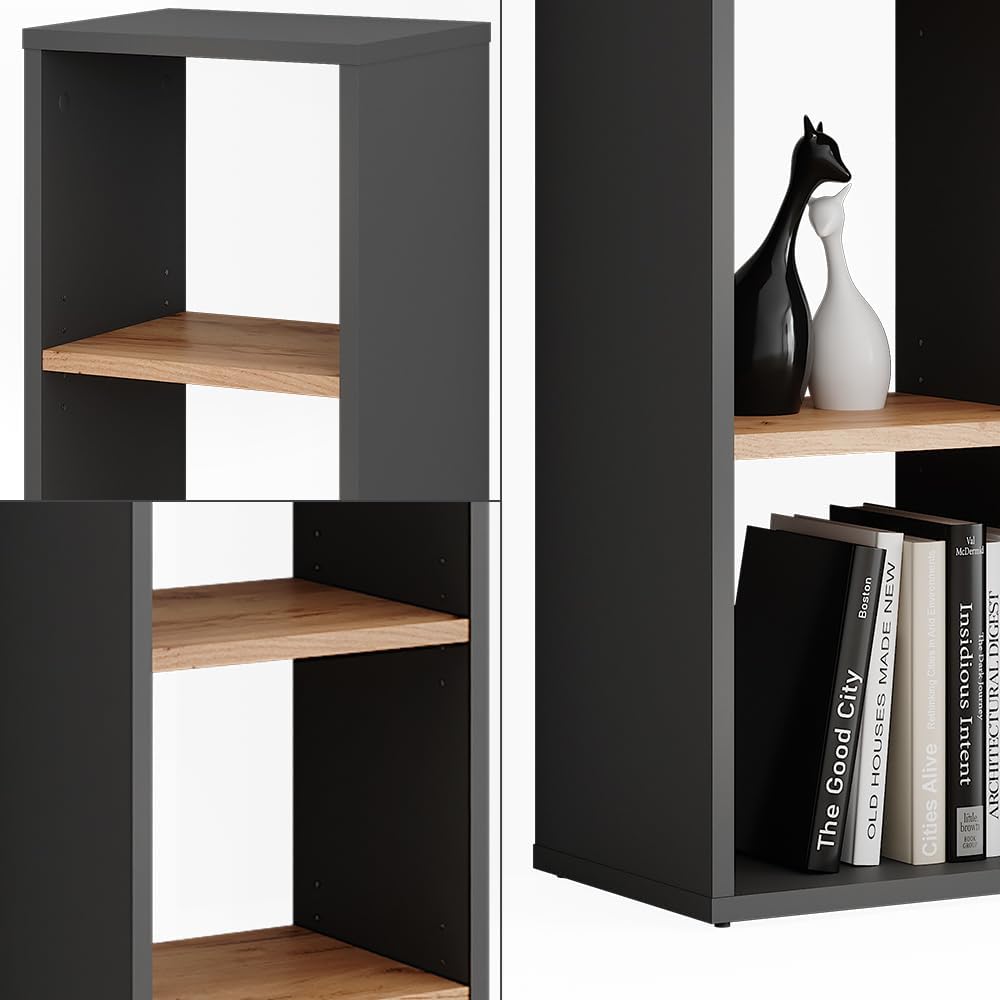 Standregal Orlando, Anthrazit/Goldkraft Eiche 90 x 30 cm