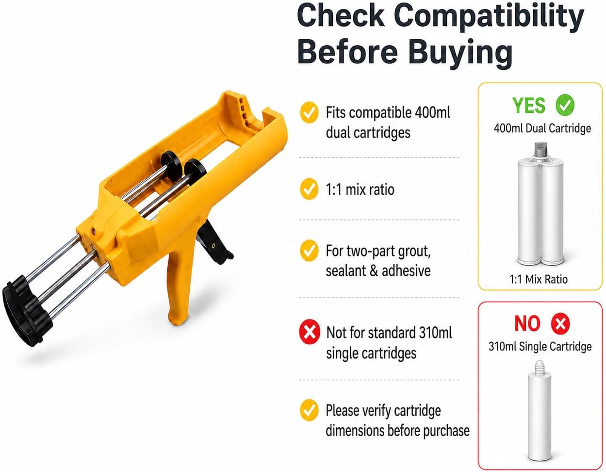 Silikonpistole für Doppelkomponenten (1:1, bis 450 ml)