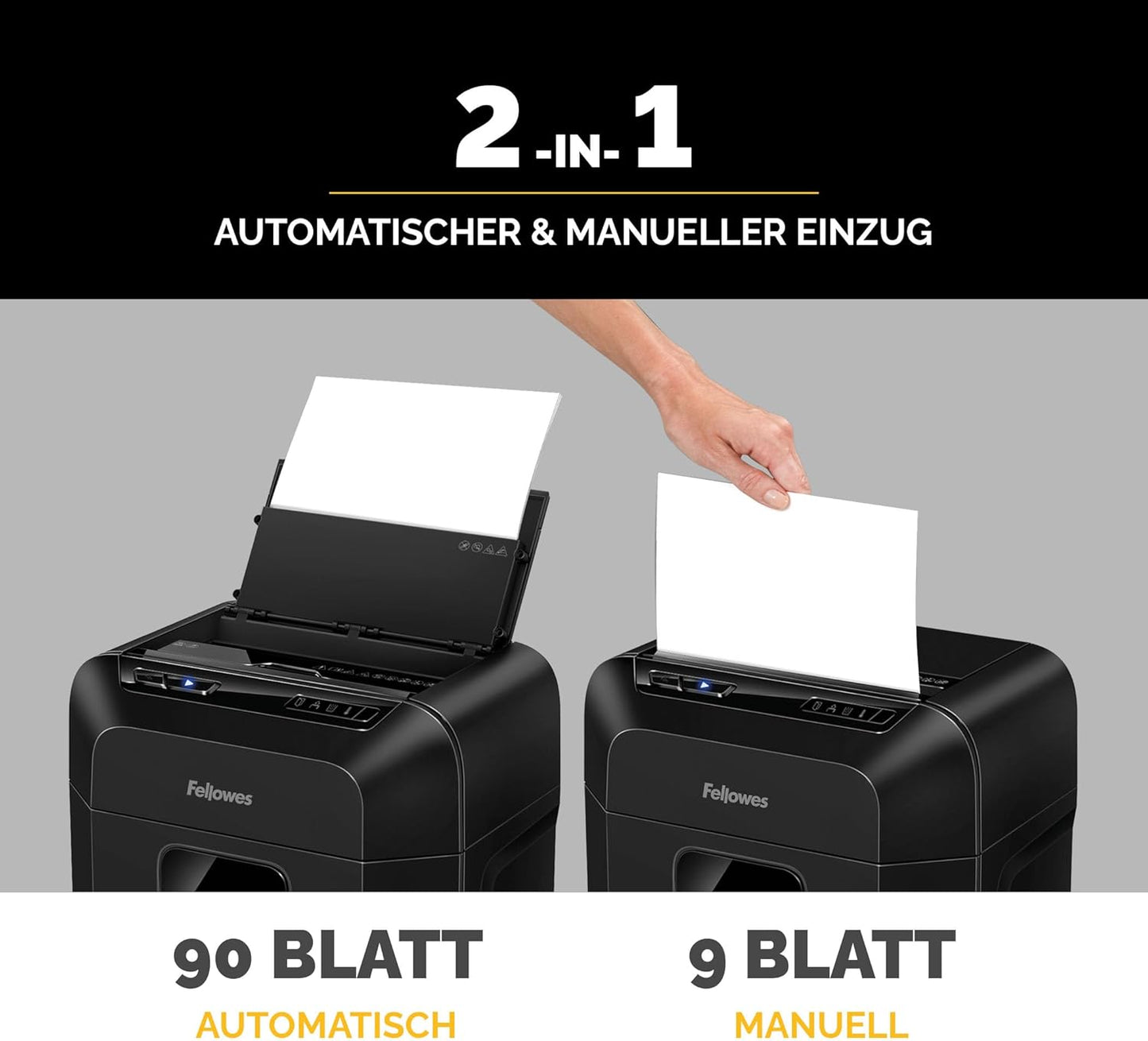 AutoMax 90M, 90M – 90 Blatt – Mini Cut – 17 Liter Papierkorb