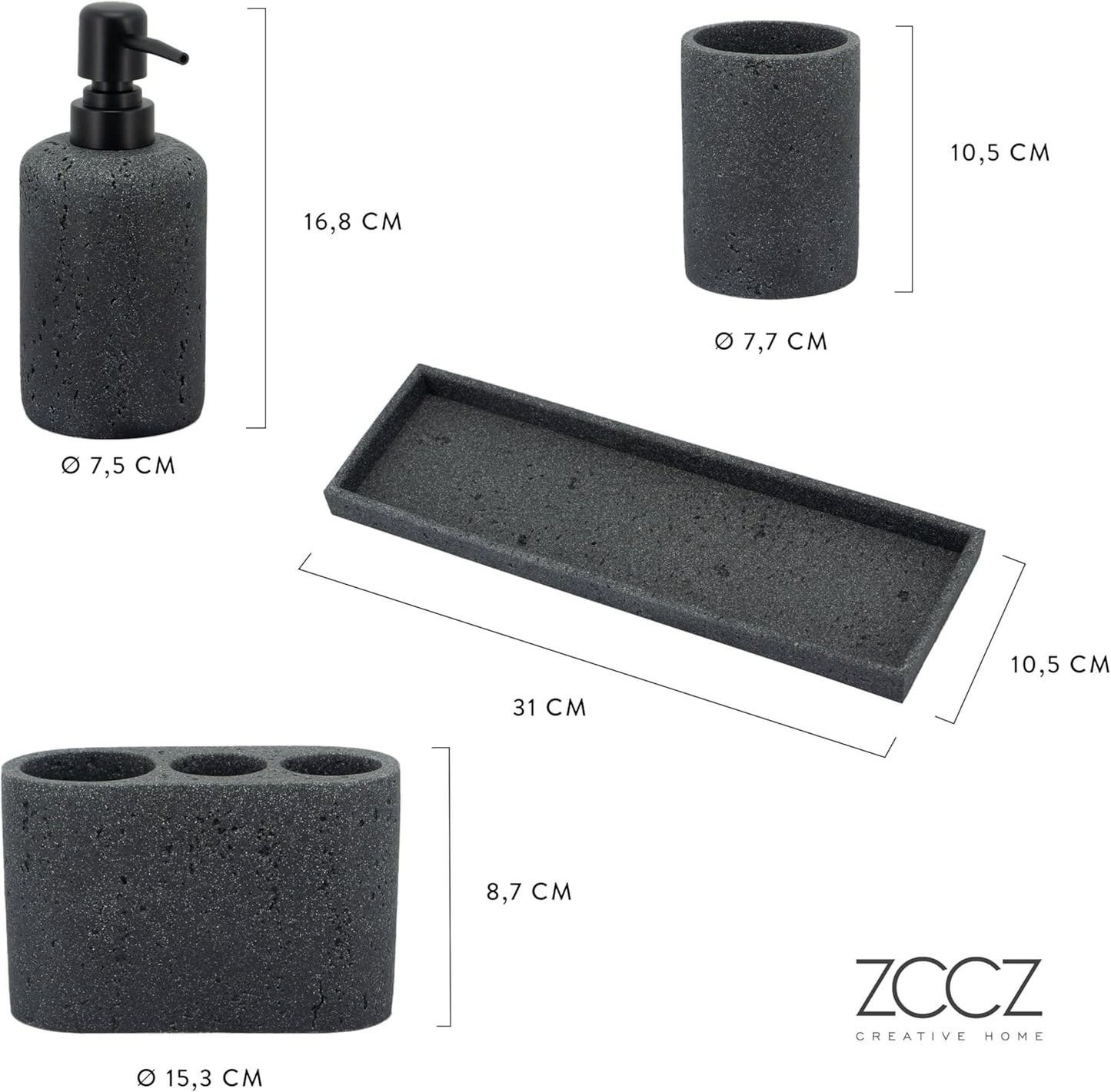 Badezimmer-Zubehör-Set (4-teilig) mit Seifenspender, Schwarz 4pcs