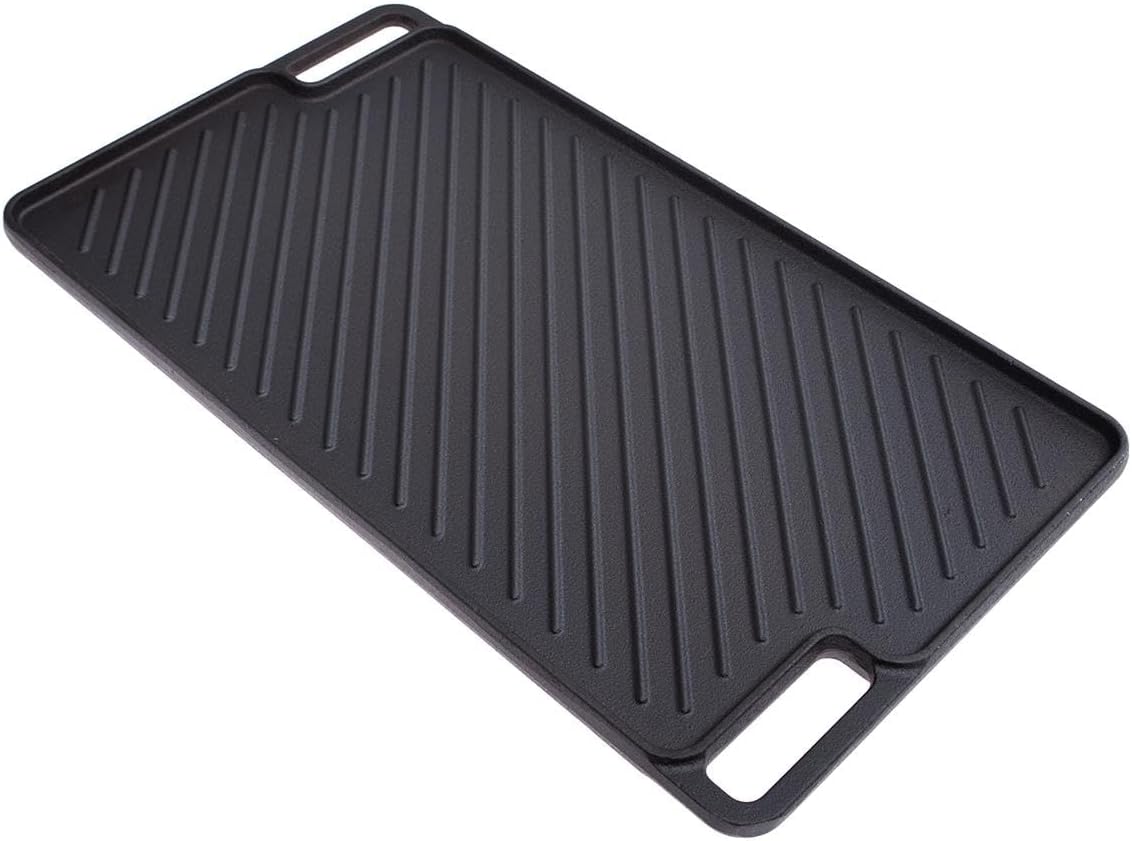 Wendbare Grillplatte, 46x26 cm, Grillplatte aus Gusseisen