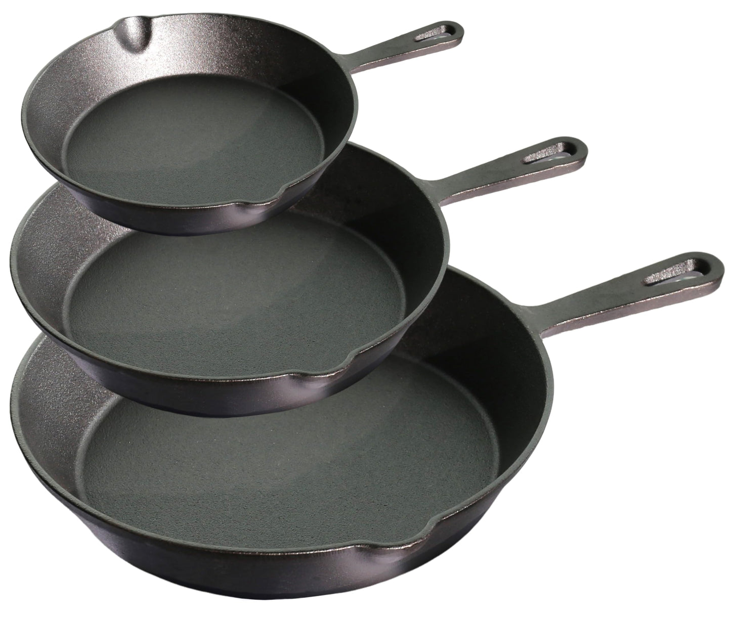 3er-Set Gusseisen-Pfannen, Pre-Seasoning Coating 3-teiliges Pfannenset