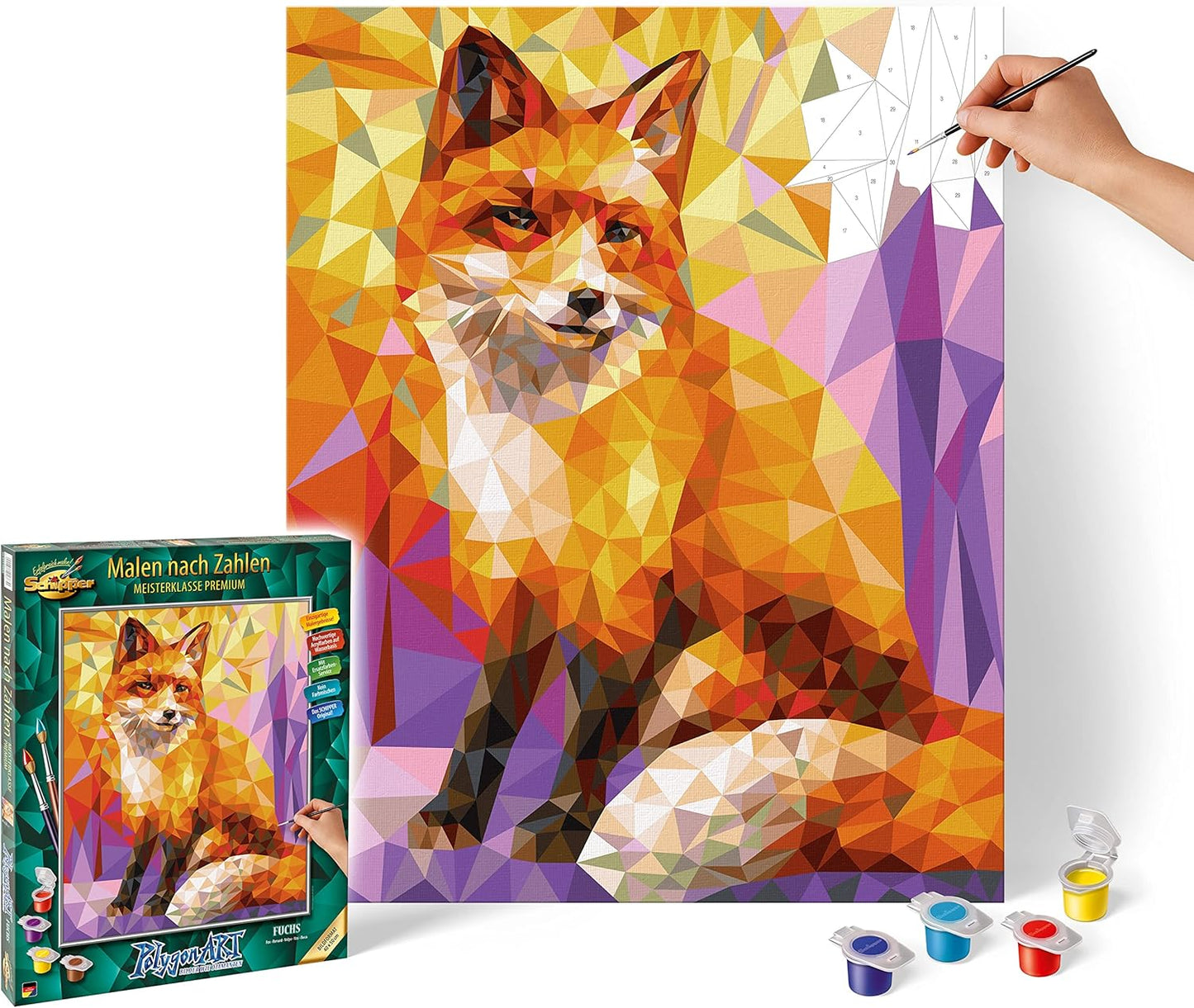 Malen nach Zahlen Polygon Art Fuchs