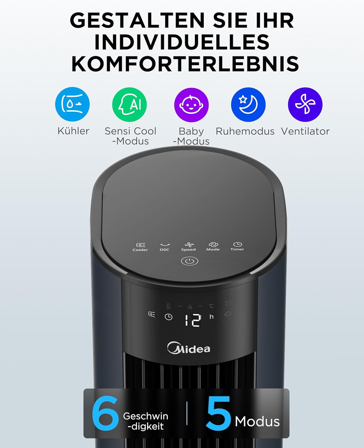 Sensicool Mobiler Luftkühler mit Wasserkühlung, Blau 7L Wassertank