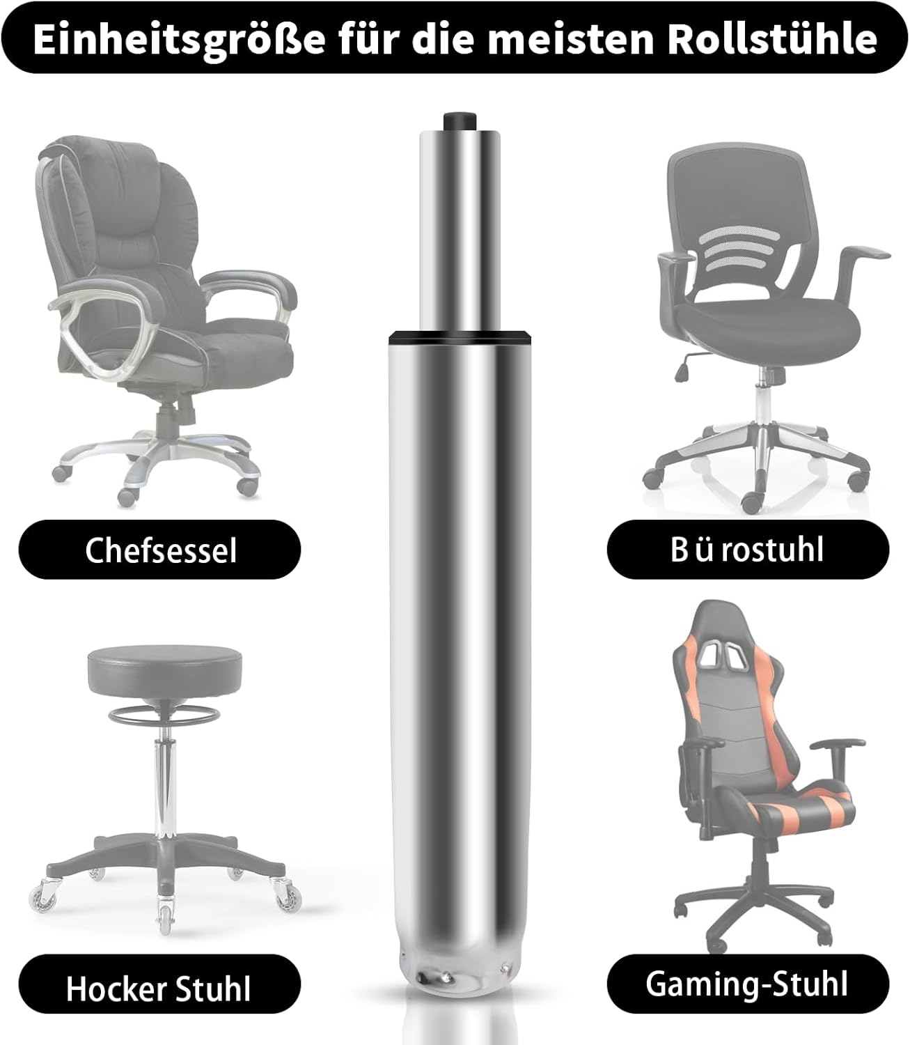 Gasdruckfeder für Bürostühle, Silber