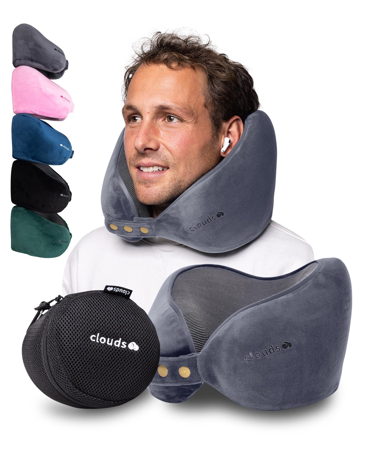 Einstellbares Memory Foam Reisekissen (2 Grössen), Grau L/XL