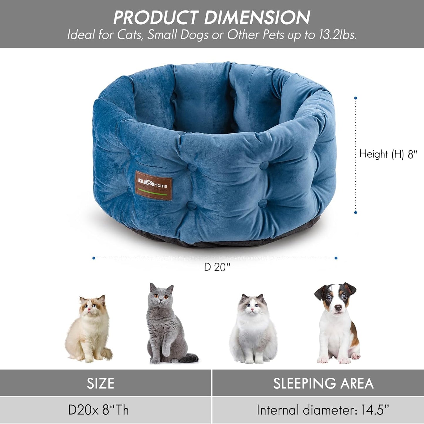 Hunde- und Katzenbett, Stahlblau