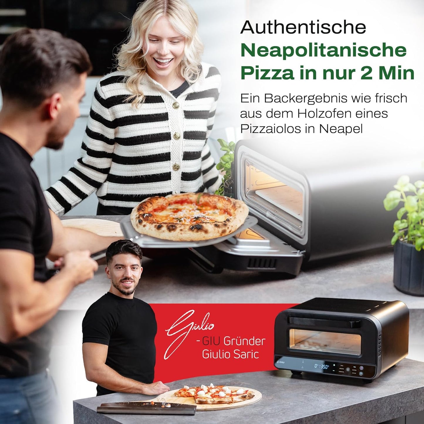Elektrischer Pizzaofen für neapolitanische Pizza, Nero