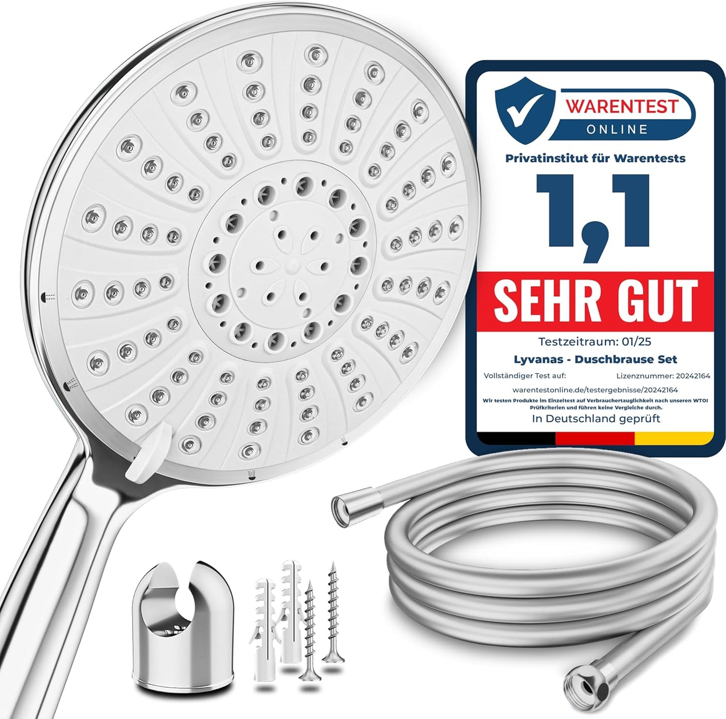 Duschkopf-Set mit Schlauch & Halterung