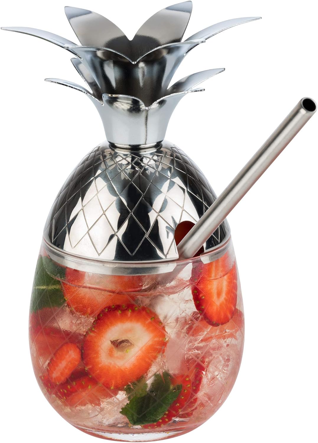 Ananas Cocktail Becher Set, Edelstahl Glas